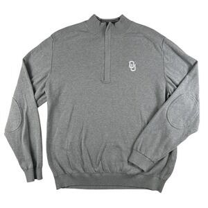 Oklahoma Sooners Sweater Mens XL Gray NCAA Golf Cutter‎ & Buck Quarter Zip